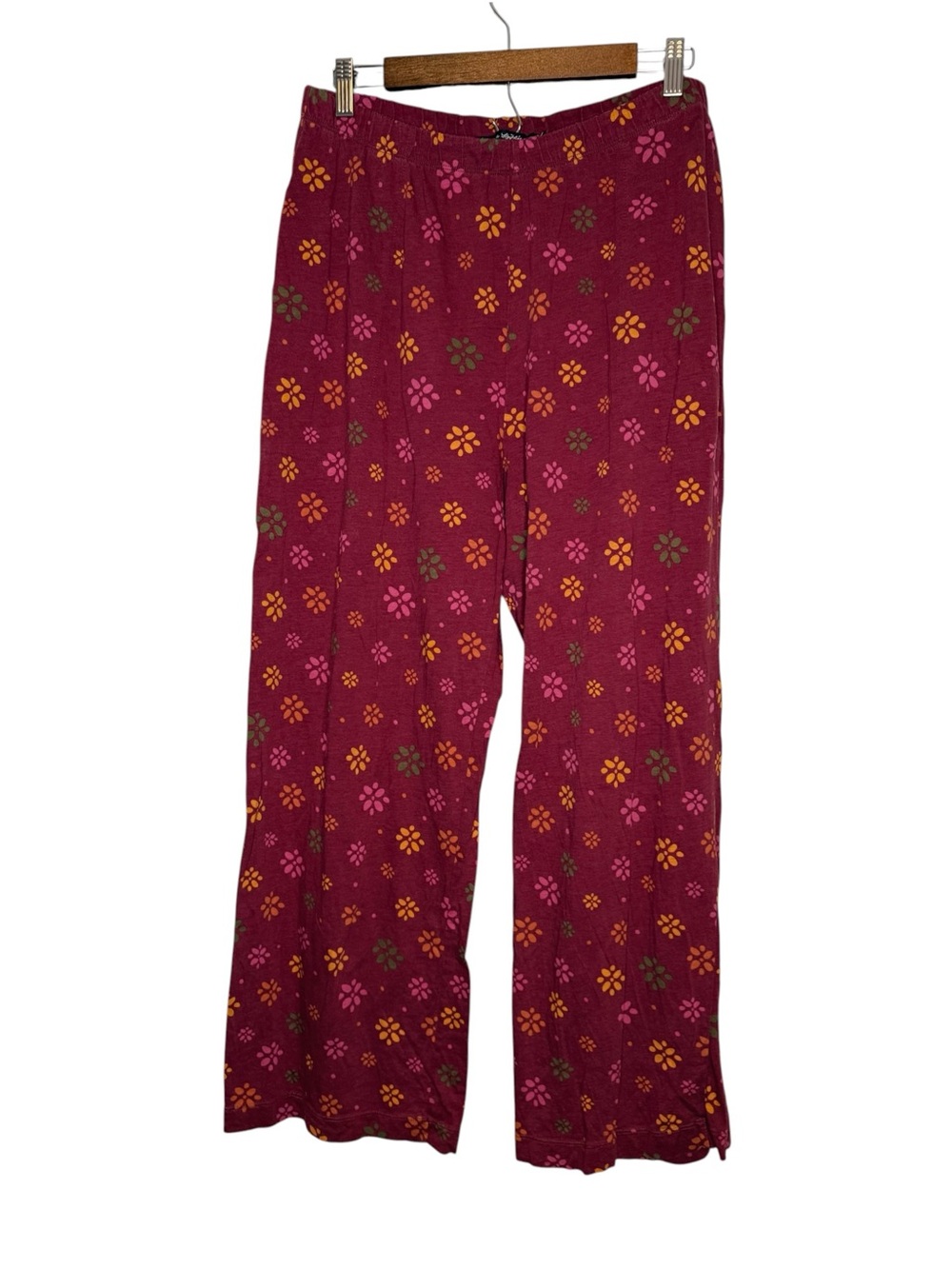 Gudren Sjoden Knit Lounge Pants Maroon Floral Printed Size Large